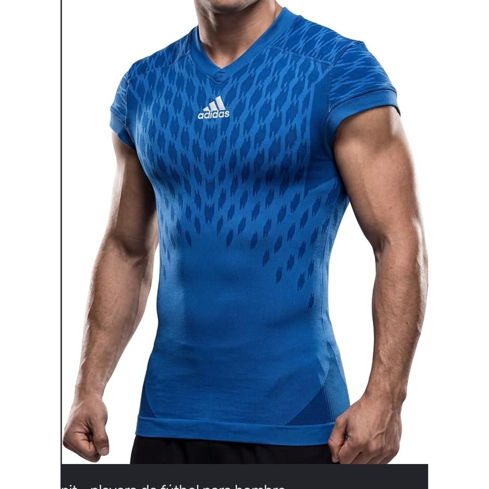 Adidas Mens M Compression Shirt Blue Techfit primeknit football Base Layer Top